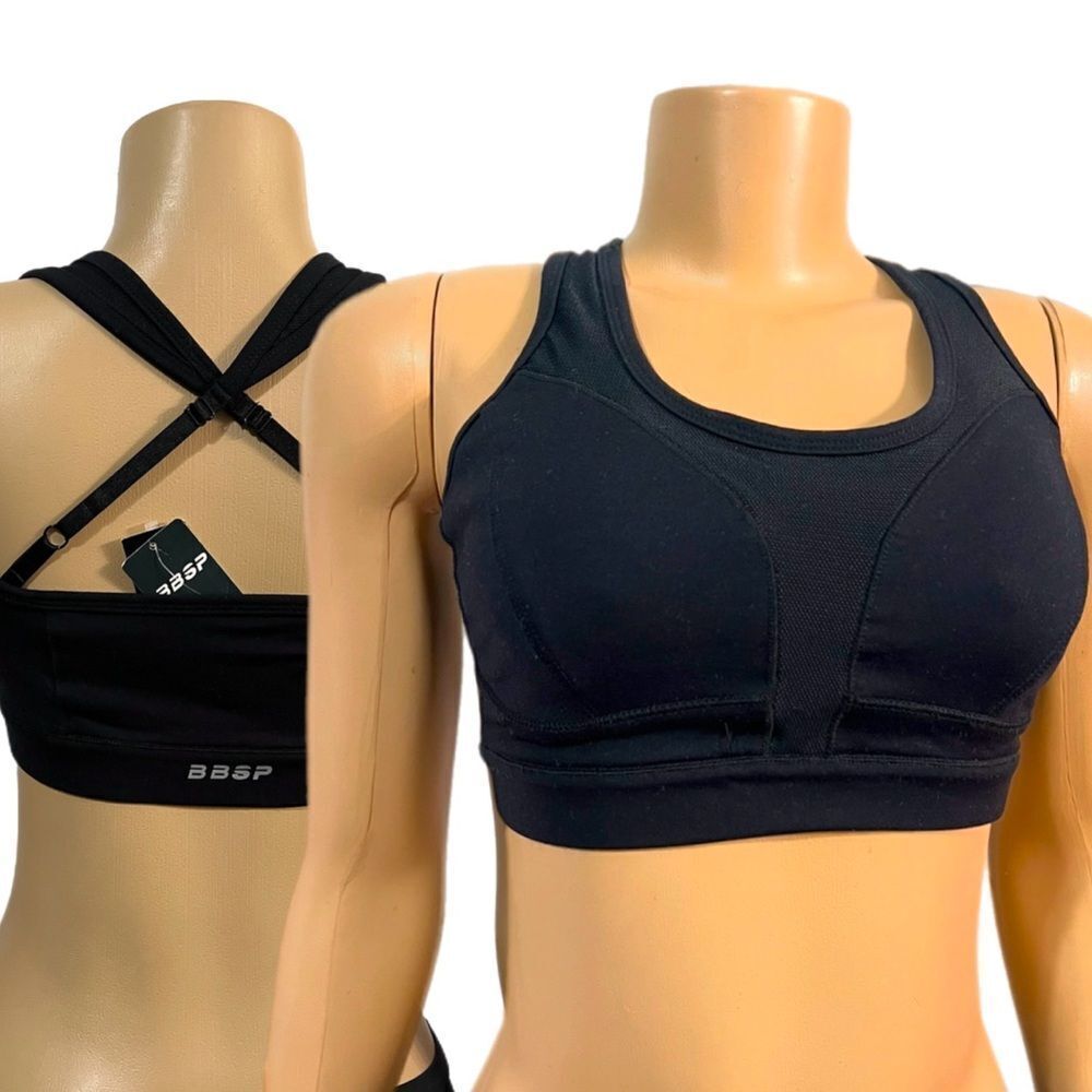 BBSP Bebe Sport Be-fit High Impact Lined Sports bra Black NWOT Small